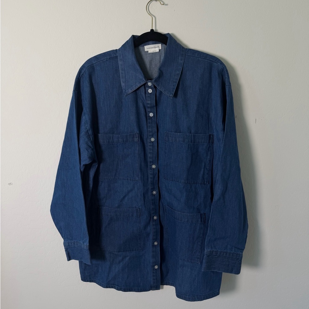 Lovers + Friends Dark Indigo Denim Shacket